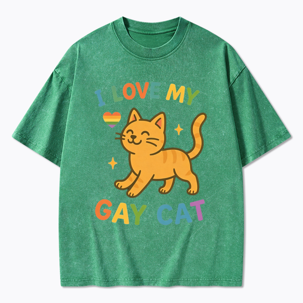 I Love My Gay Cat Washed T-Shirt