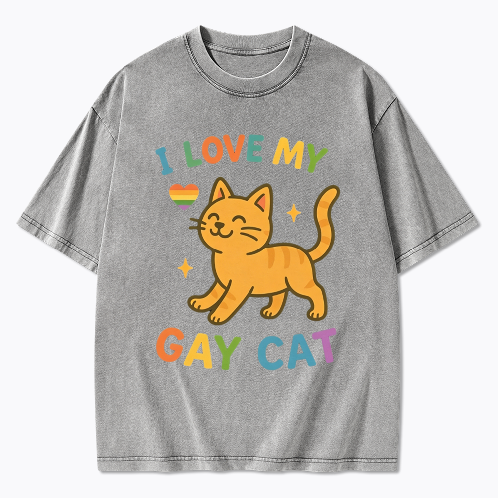 I Love My Gay Cat Washed T-Shirt
