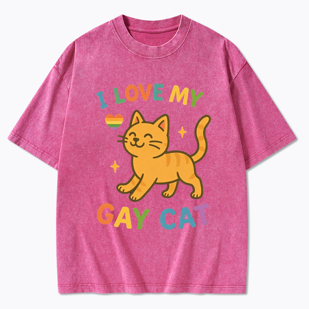 I Love My Gay Cat Washed T-Shirt