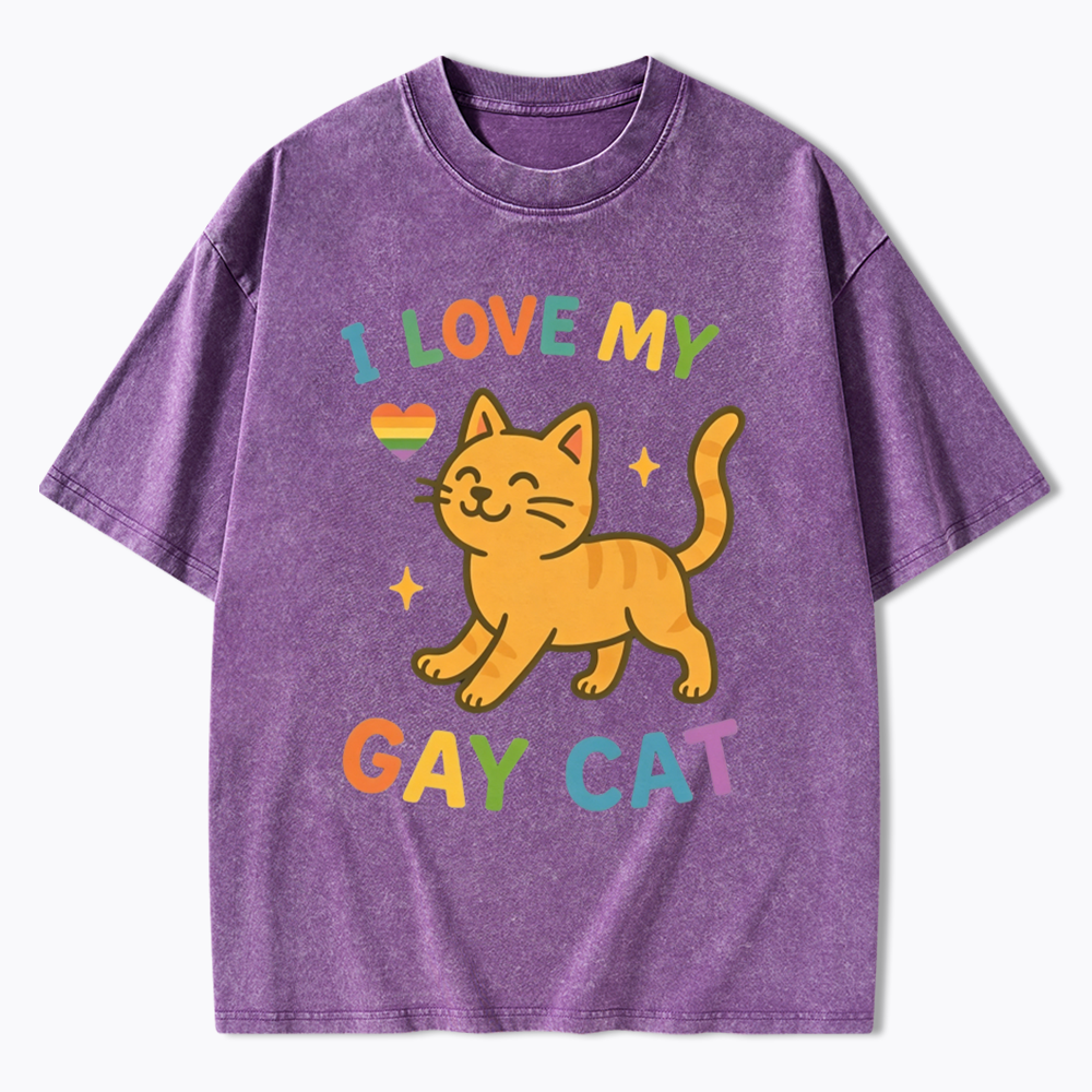 I Love My Gay Cat Washed T-Shirt