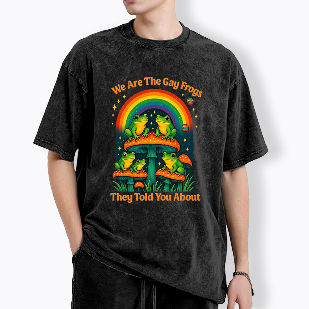 Gay Frogs Meme Washed T-Shirt