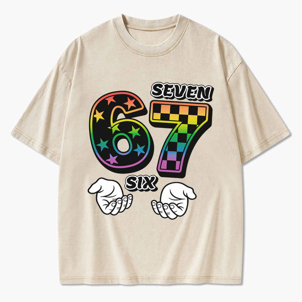 Funny 6 7 Meme Washed T-Shirt