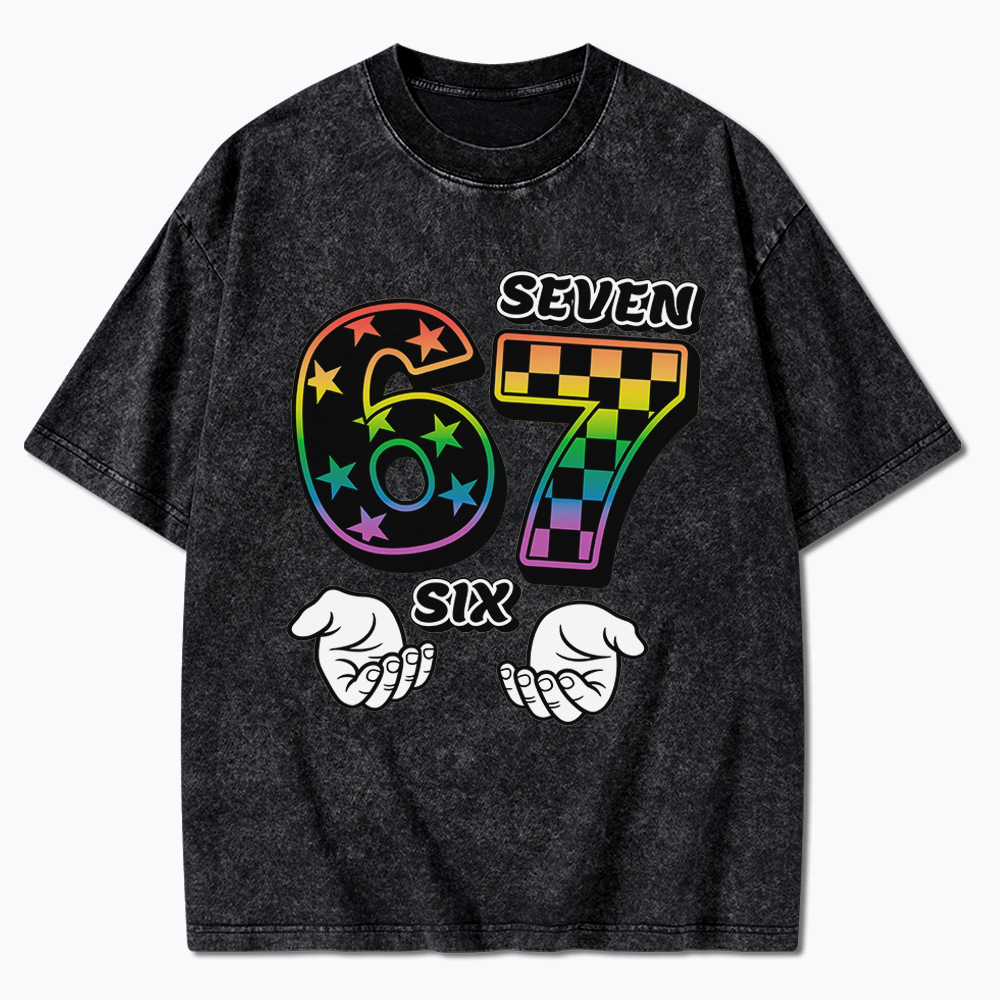 Funny 6 7 Meme Washed T-Shirt