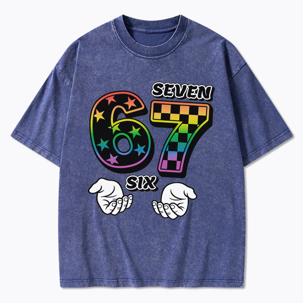 Funny 6 7 Meme Washed T-Shirt