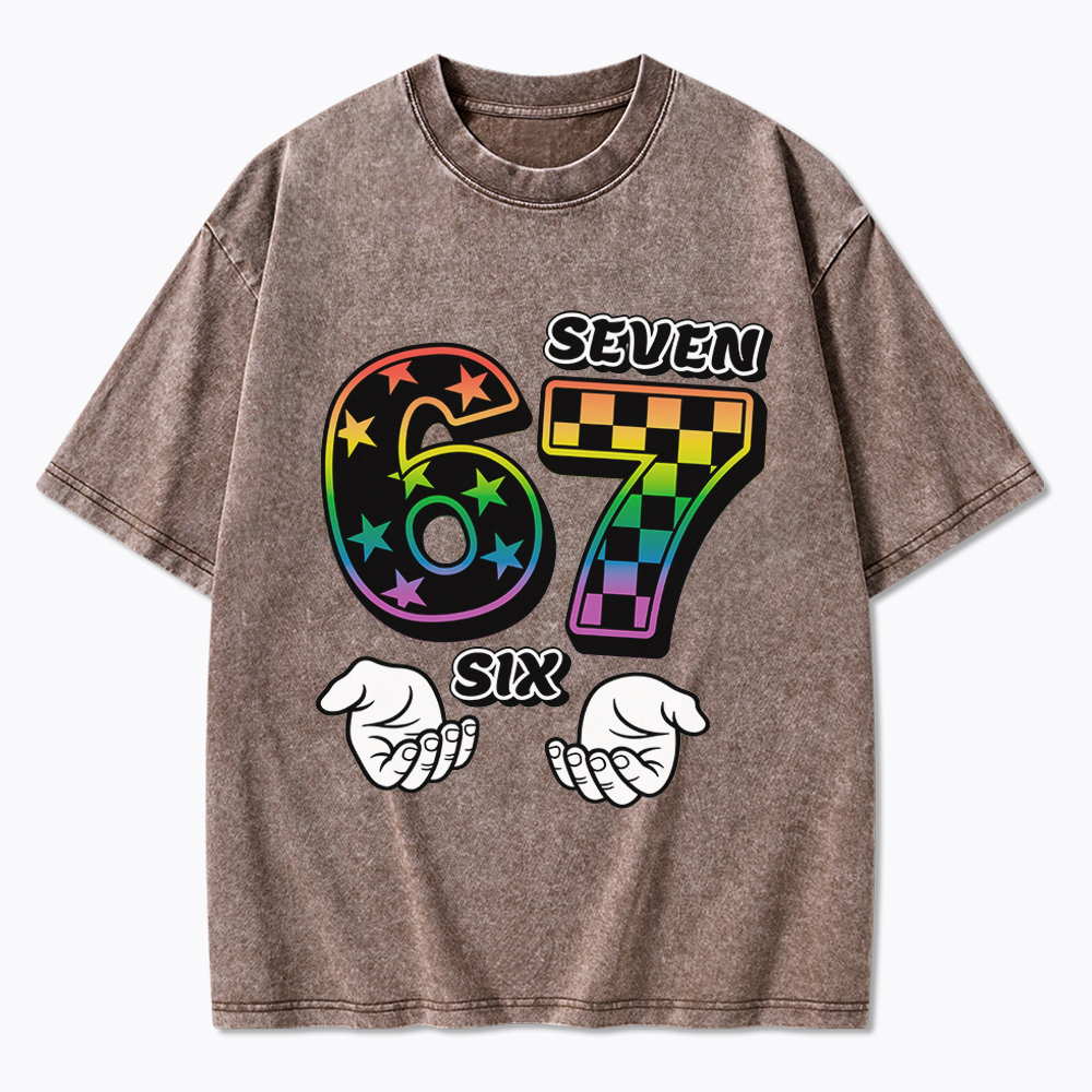Funny 6 7 Meme Washed T-Shirt