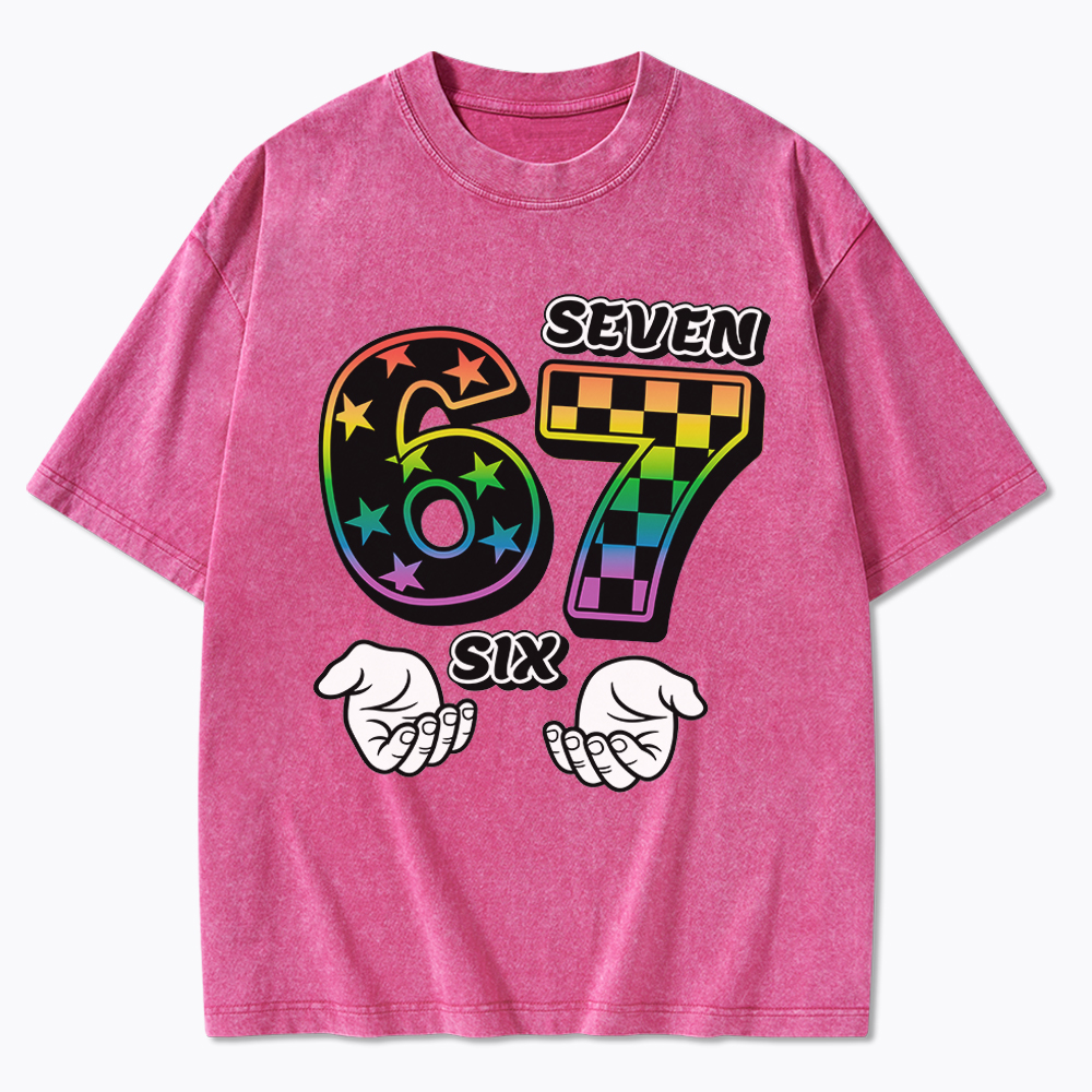 Funny 6 7 Meme Washed T-Shirt