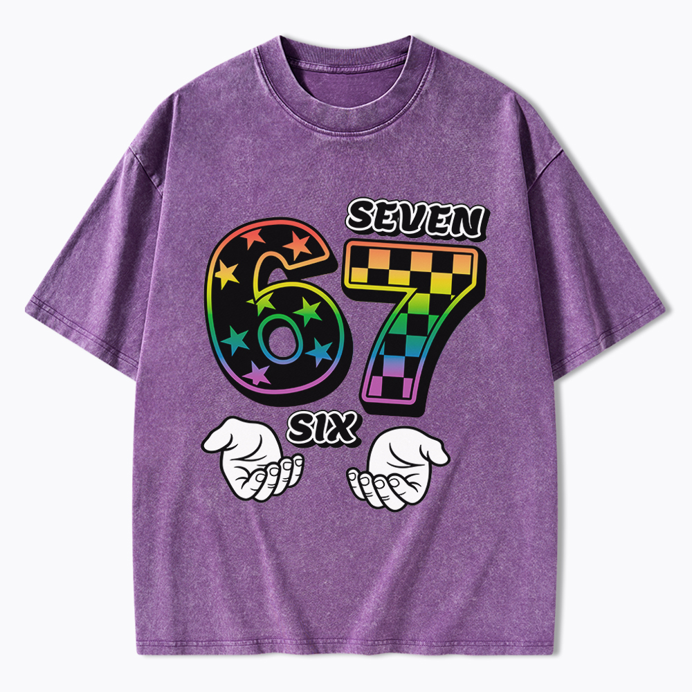 Funny 6 7 Meme Washed T-Shirt