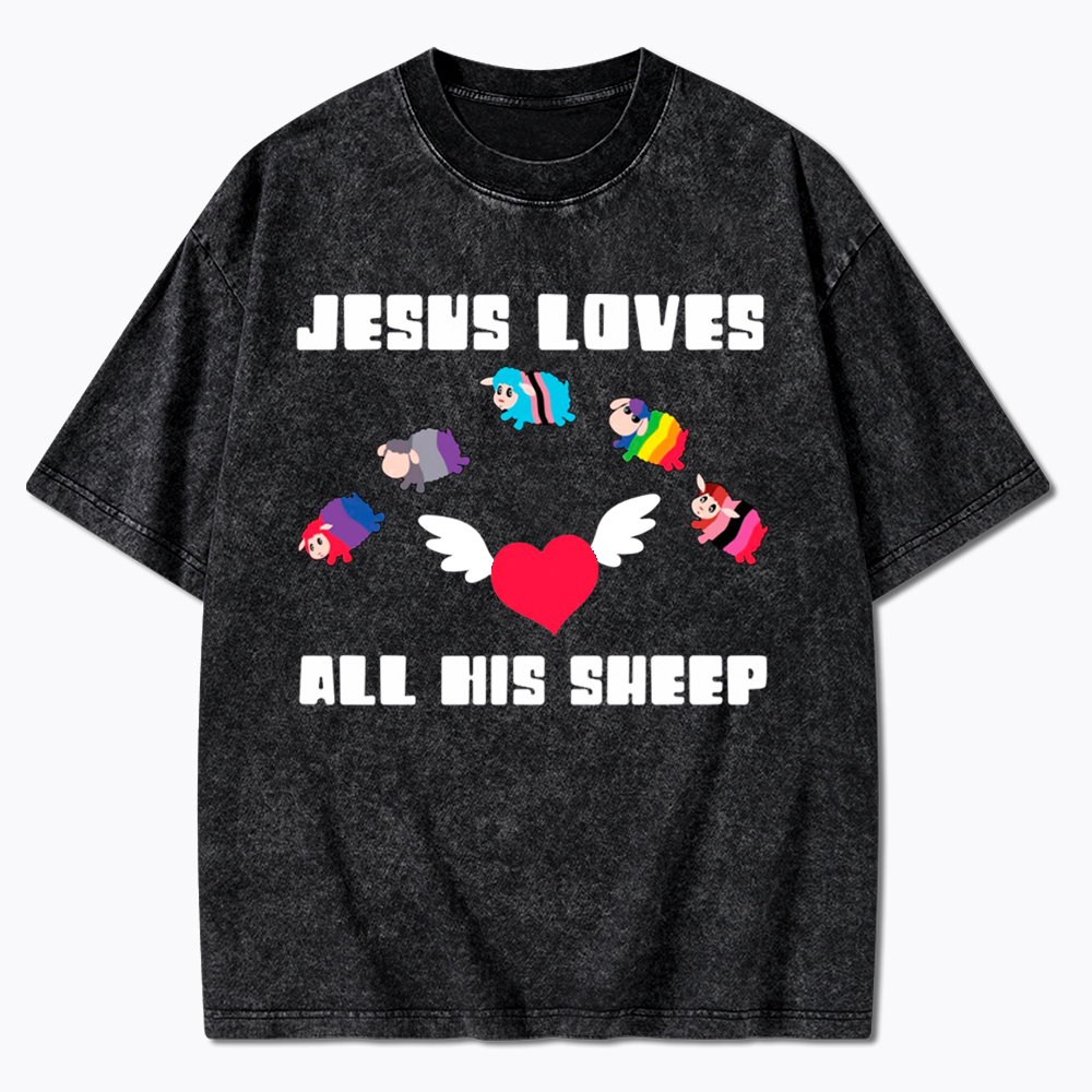 Jesus Loves All Sheep Pride Washed T-Shirt