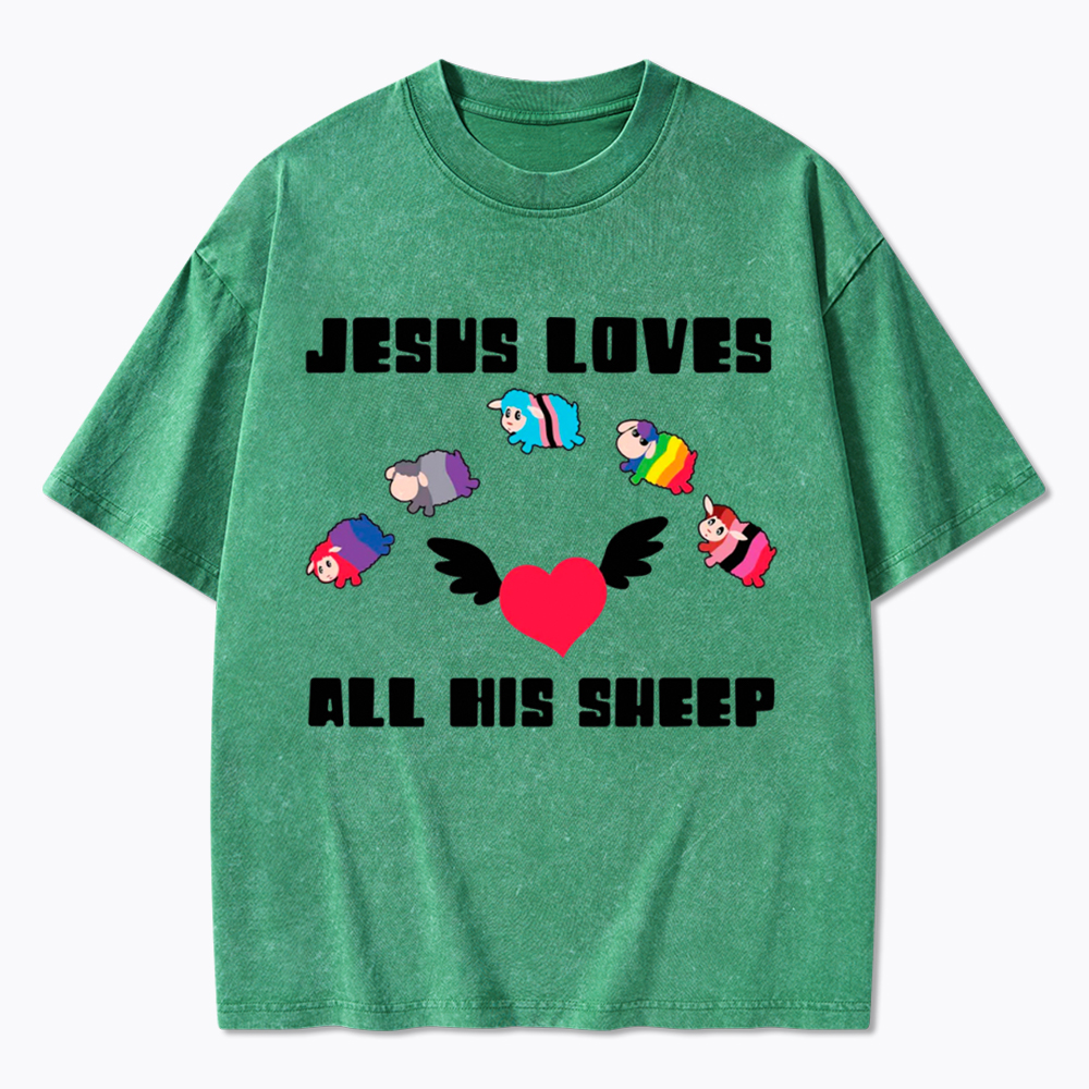 Jesus Loves All Sheep Pride Washed T-Shirt