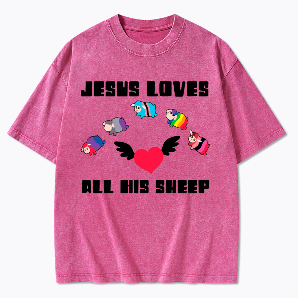 Jesus Loves All Sheep Pride Washed T-Shirt