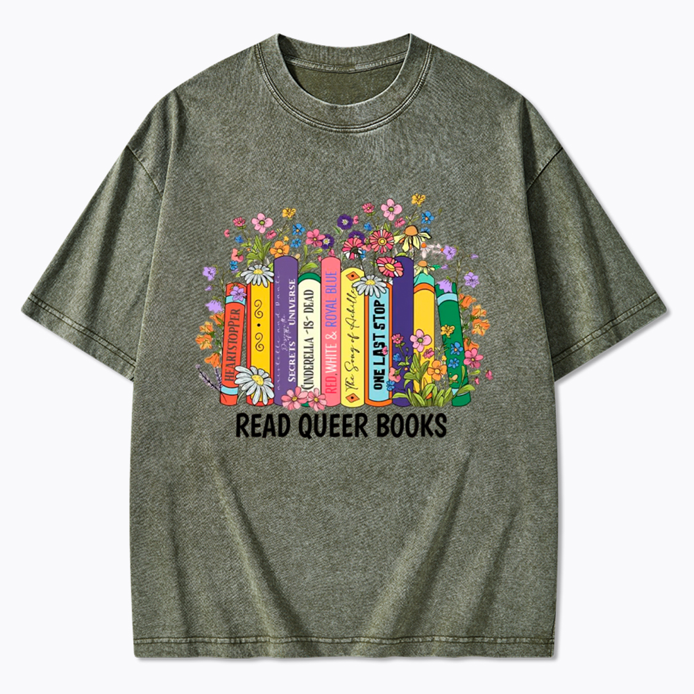 Read Queer Books Washed T-Shirt