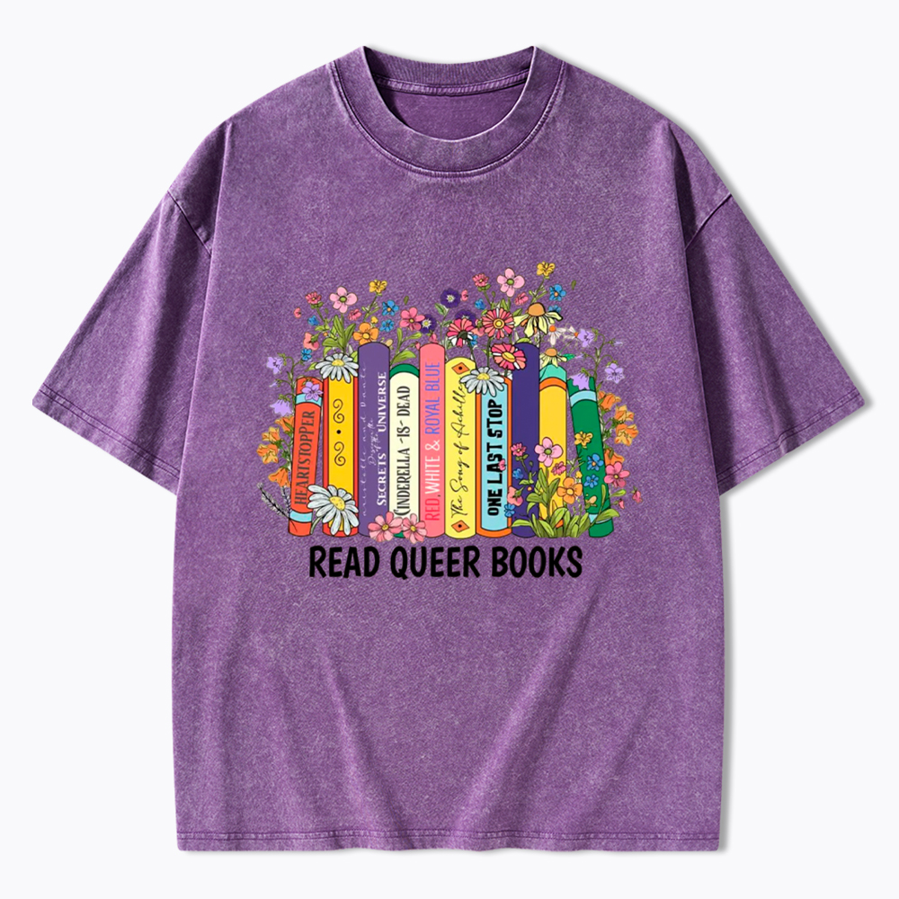 Read Queer Books Washed T-Shirt