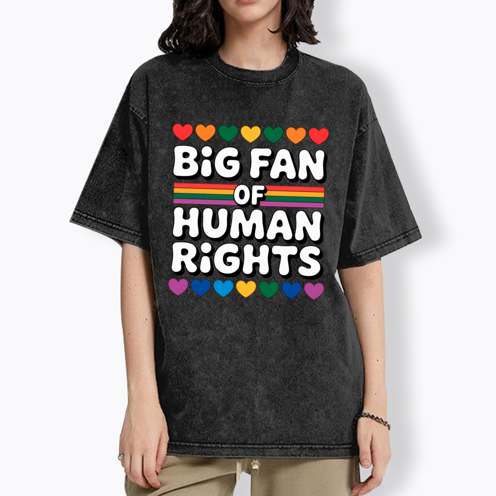 Big Fan Of Human Rights Equality Washed T-Shirt