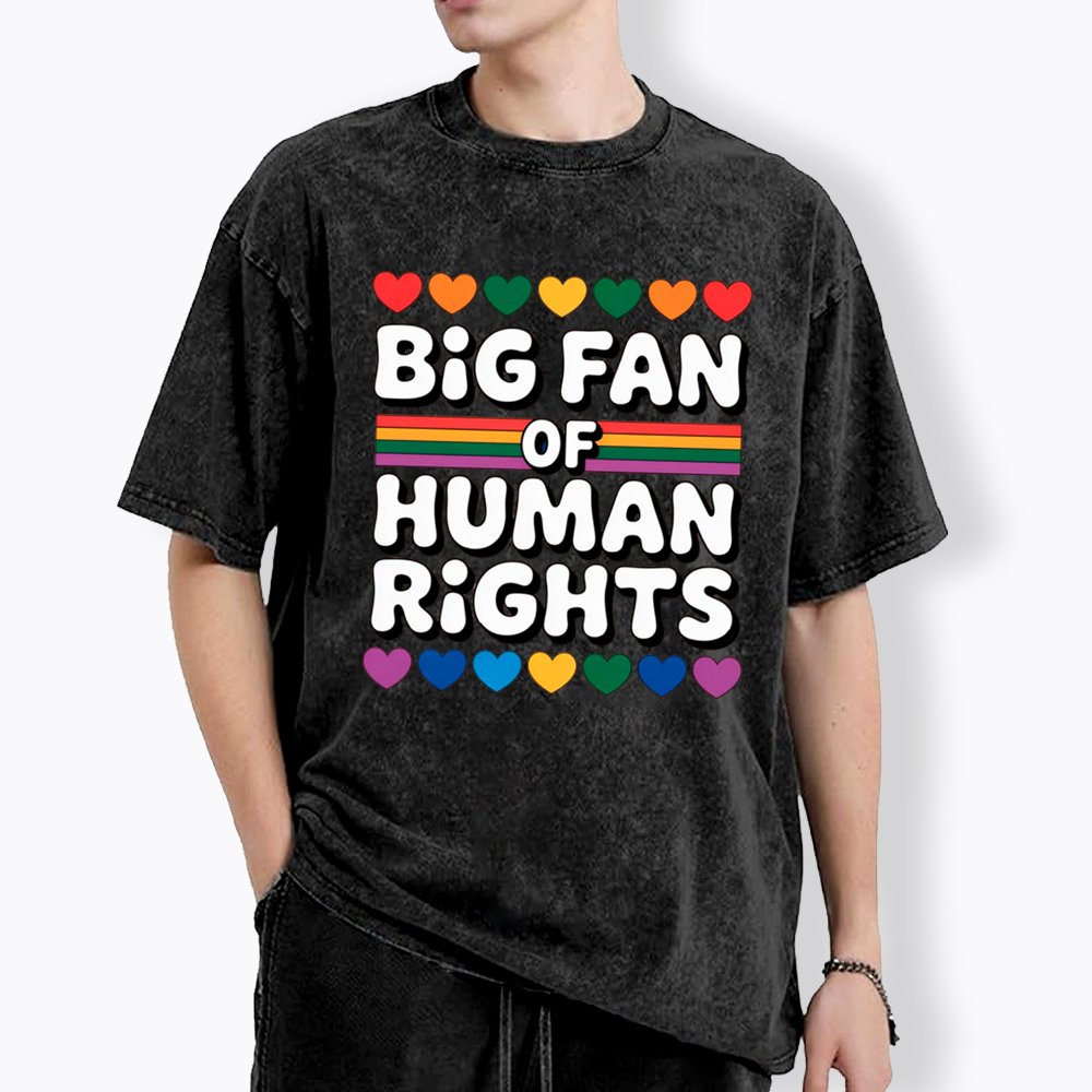 Big Fan Of Human Rights Equality Washed T-Shirt