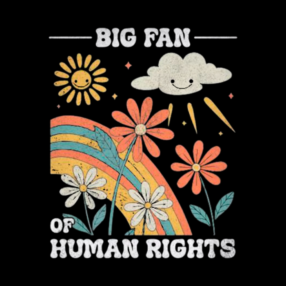 Big Fan of Human Rights Retro Rainbow Washed T-Shirt
