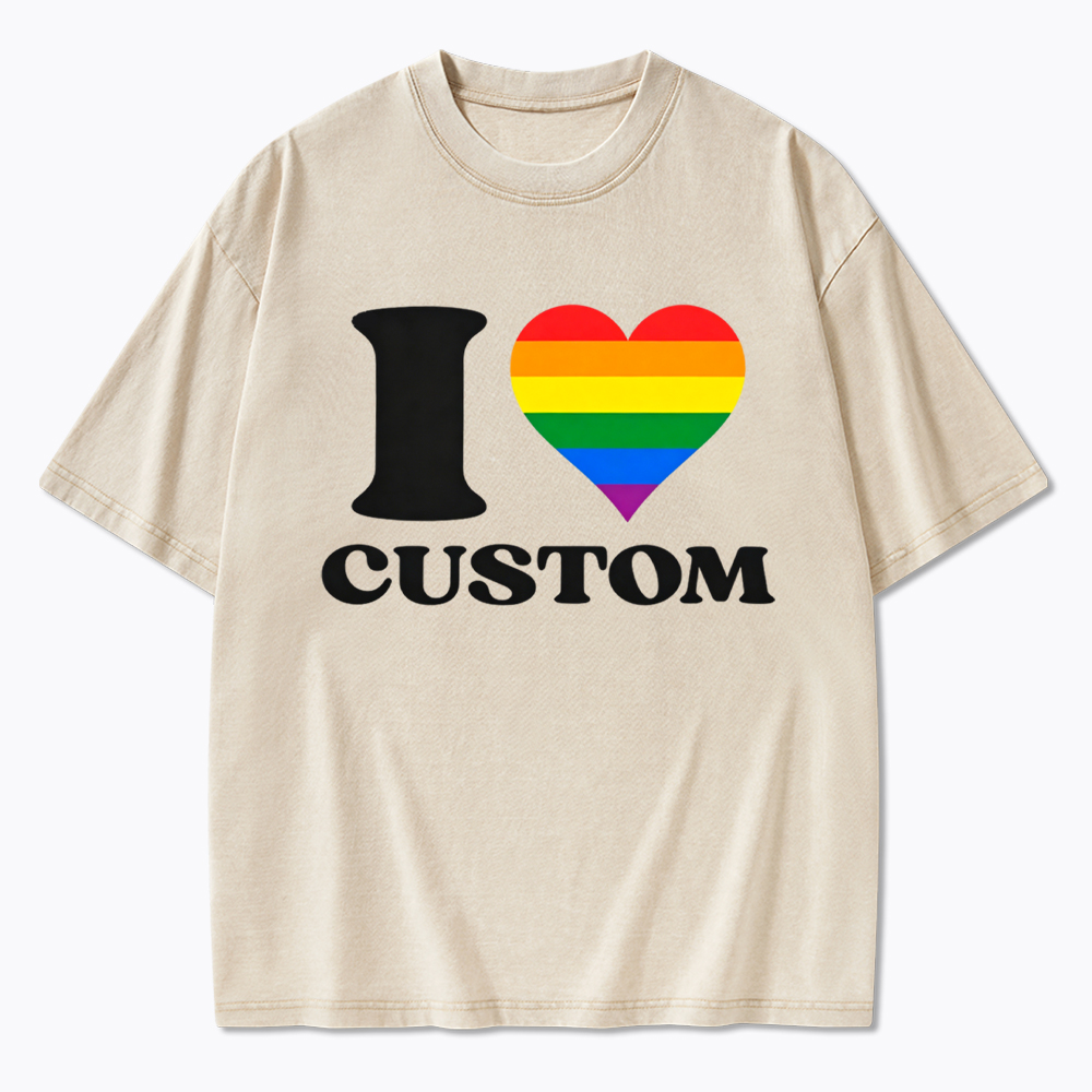 Personalized I Love Custom Washed T-Shirt