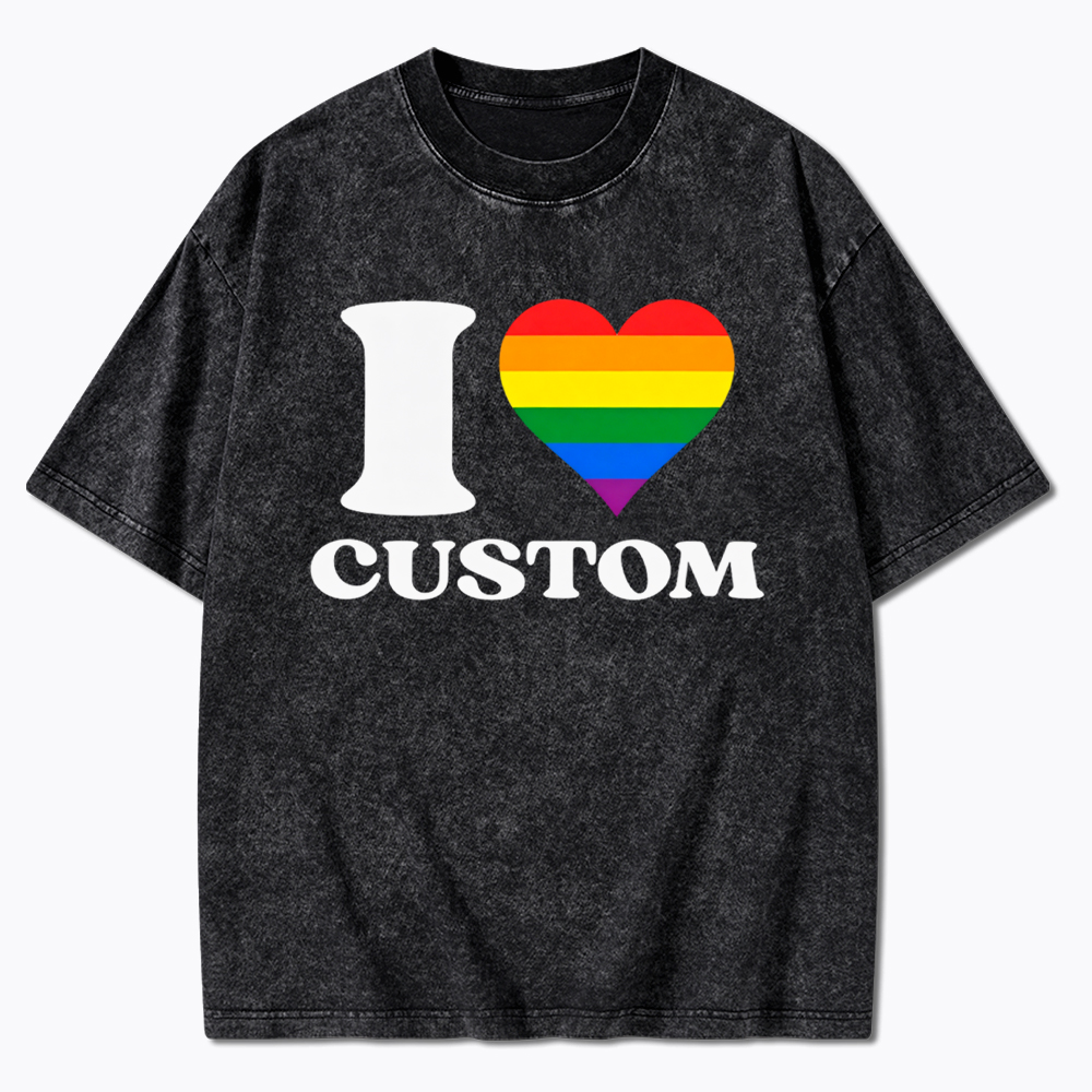 Personalized I Love Custom Washed T-Shirt