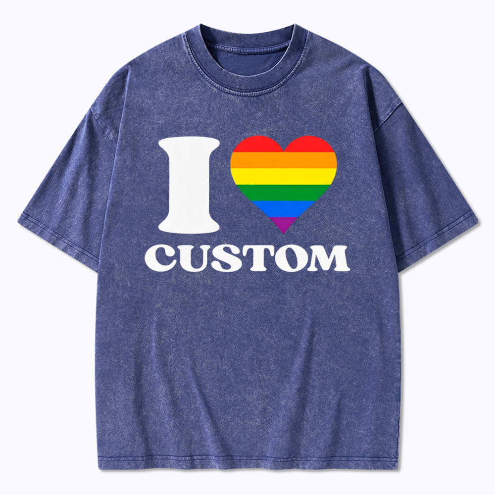 Personalized I Love Custom Washed T-Shirt
