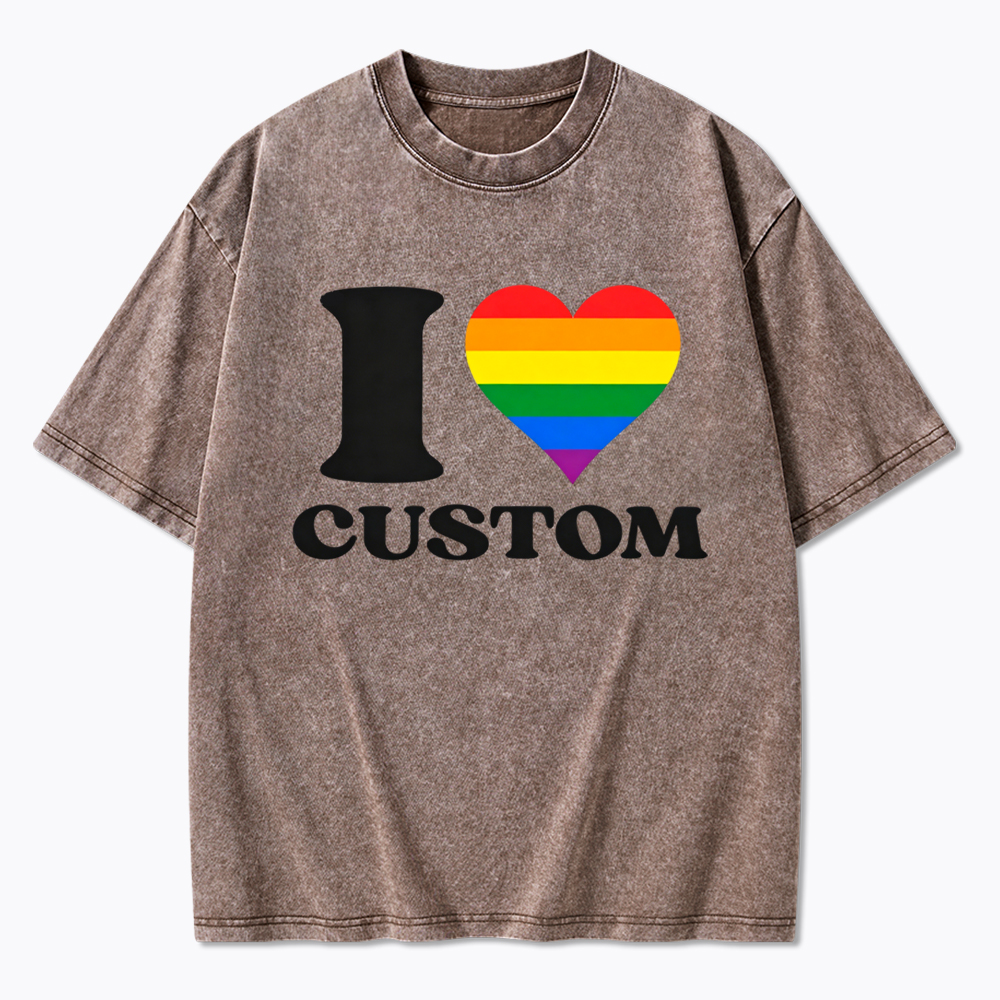 Personalized I Love Custom Washed T-Shirt