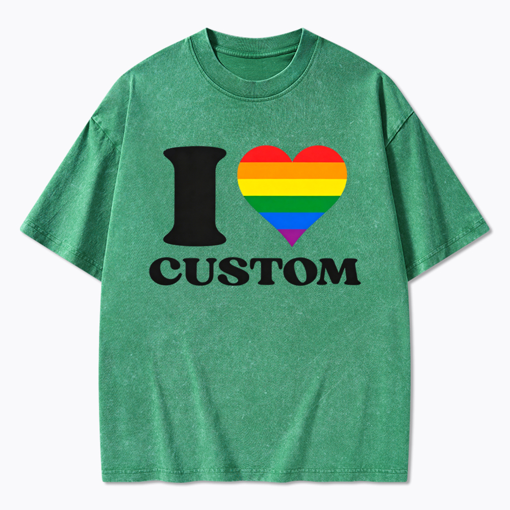 Personalized I Love Custom Washed T-Shirt
