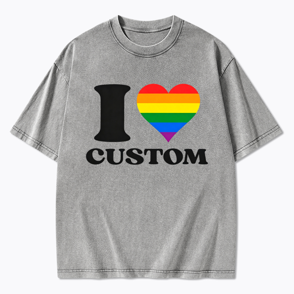 Personalized I Love Custom Washed T-Shirt