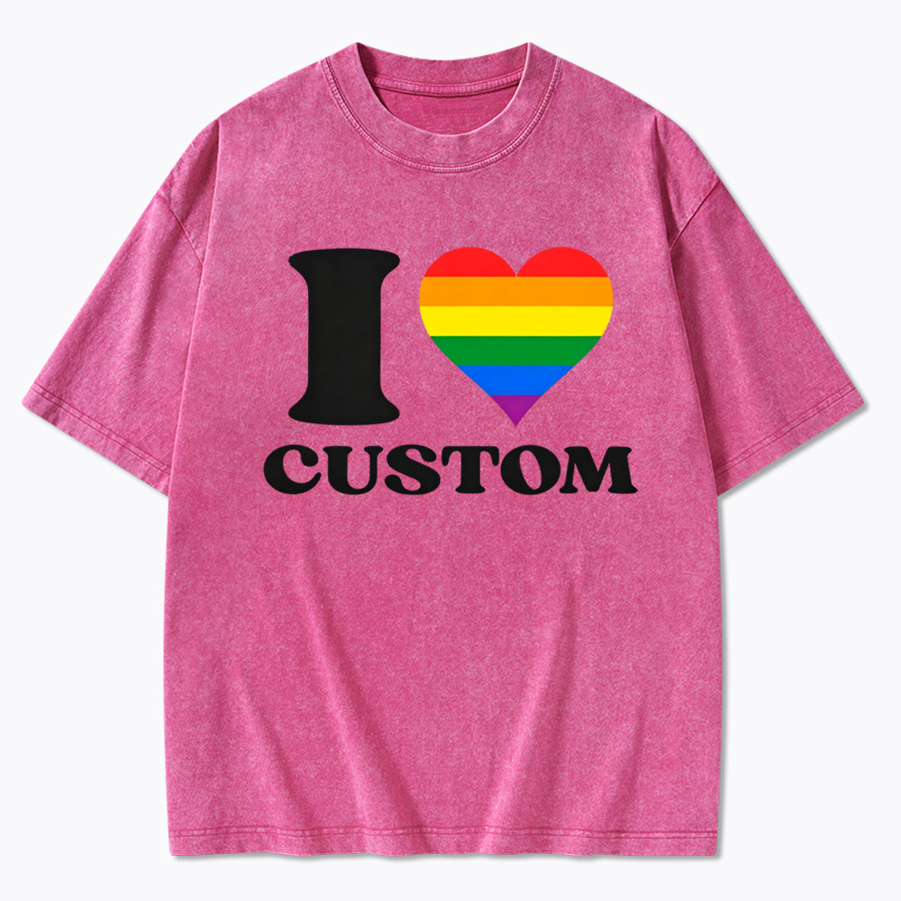 Personalized I Love Custom Washed T-Shirt