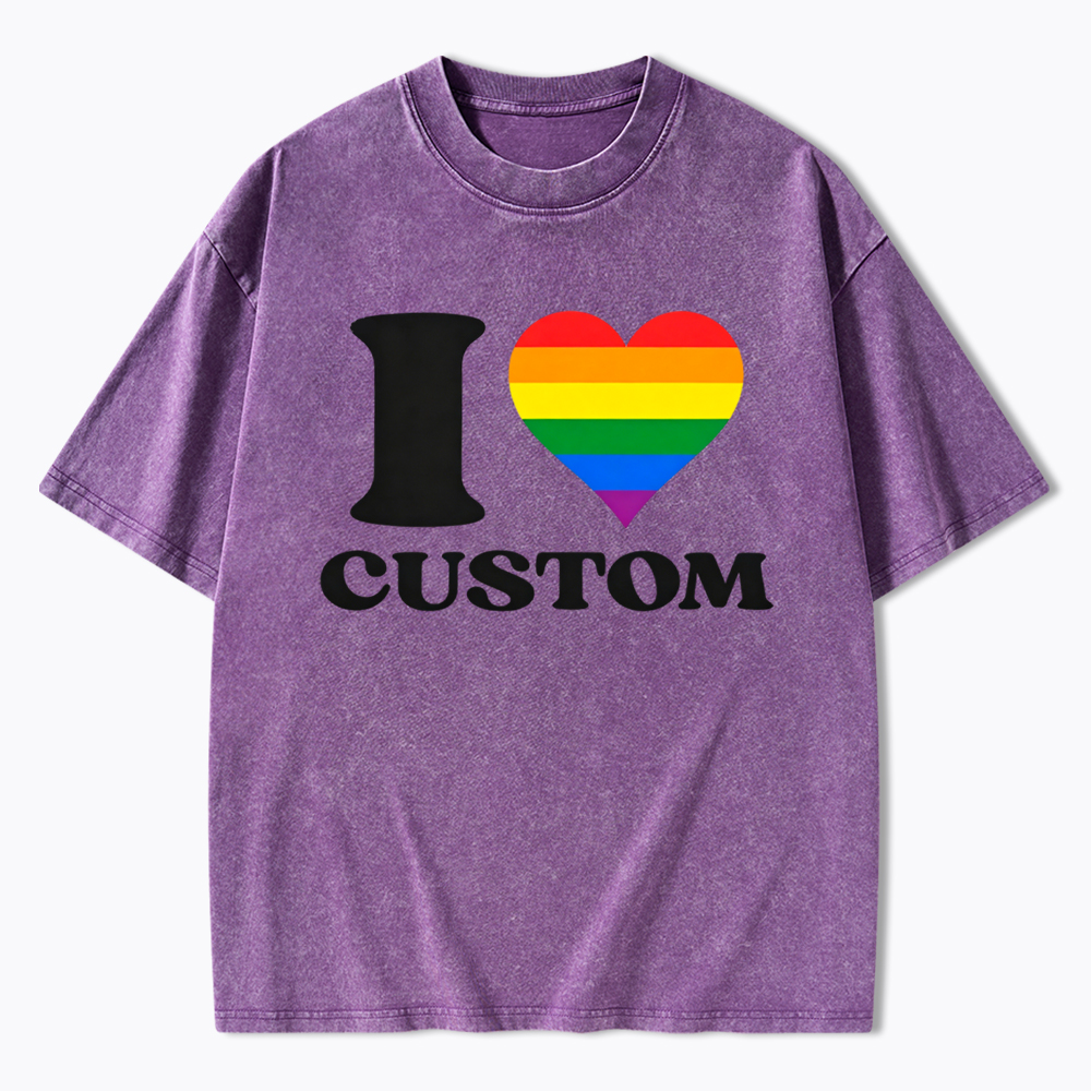 Personalized I Love Custom Washed T-Shirt