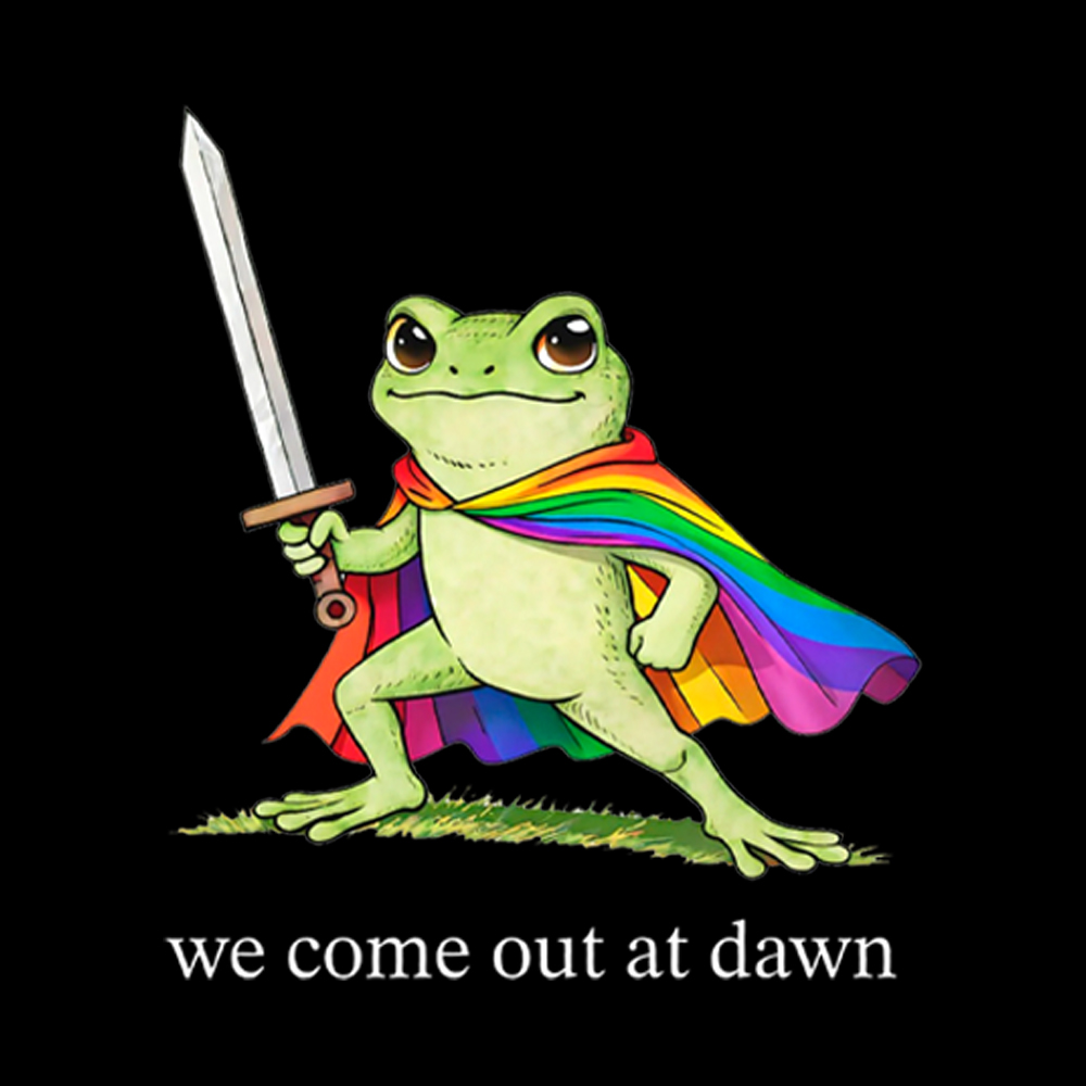 Gay Frog We Come Out At Dawn Washed T-Shirt