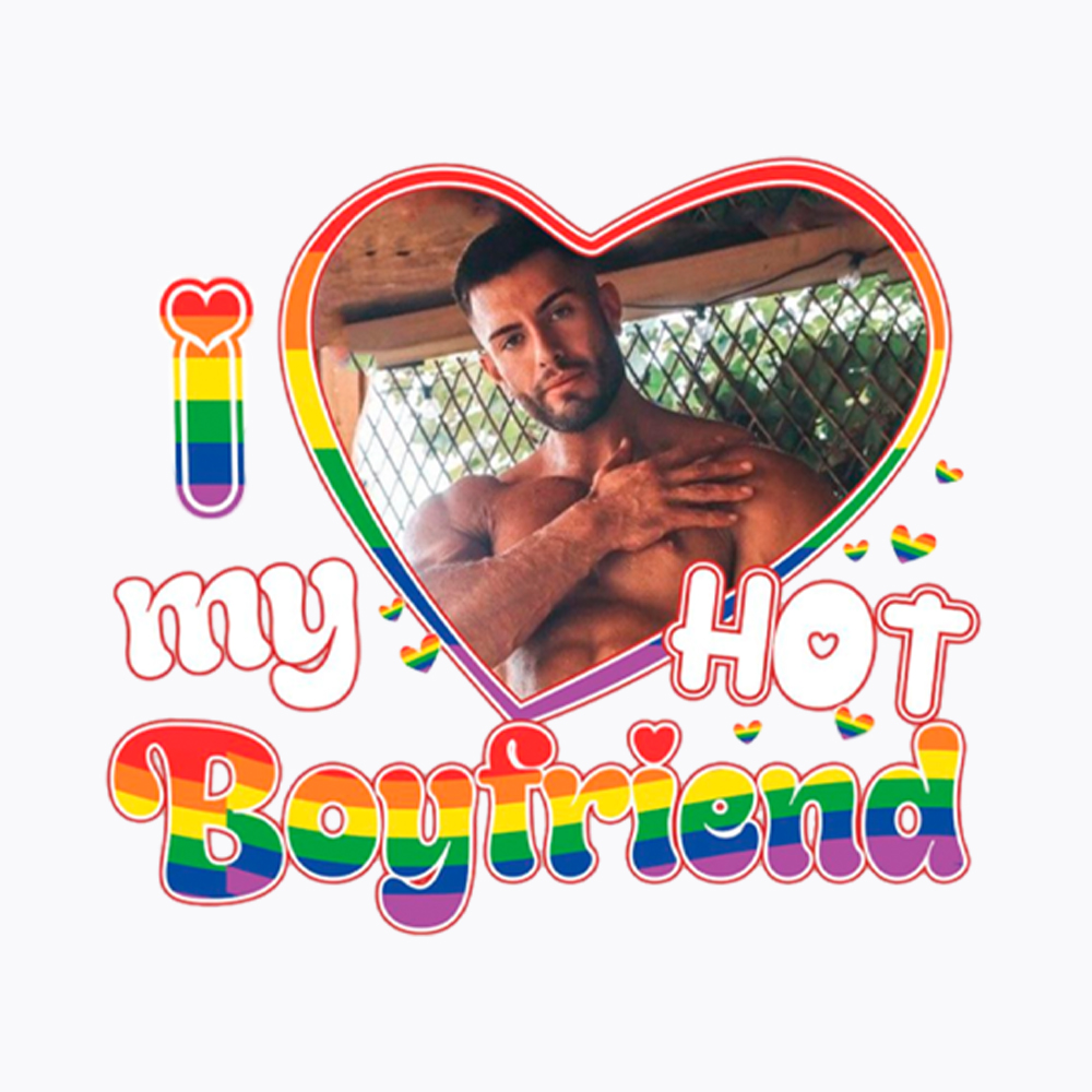 Personalized I Love My Hot Boyfriend Girlfriend Custom Photo Washed T-Shirt