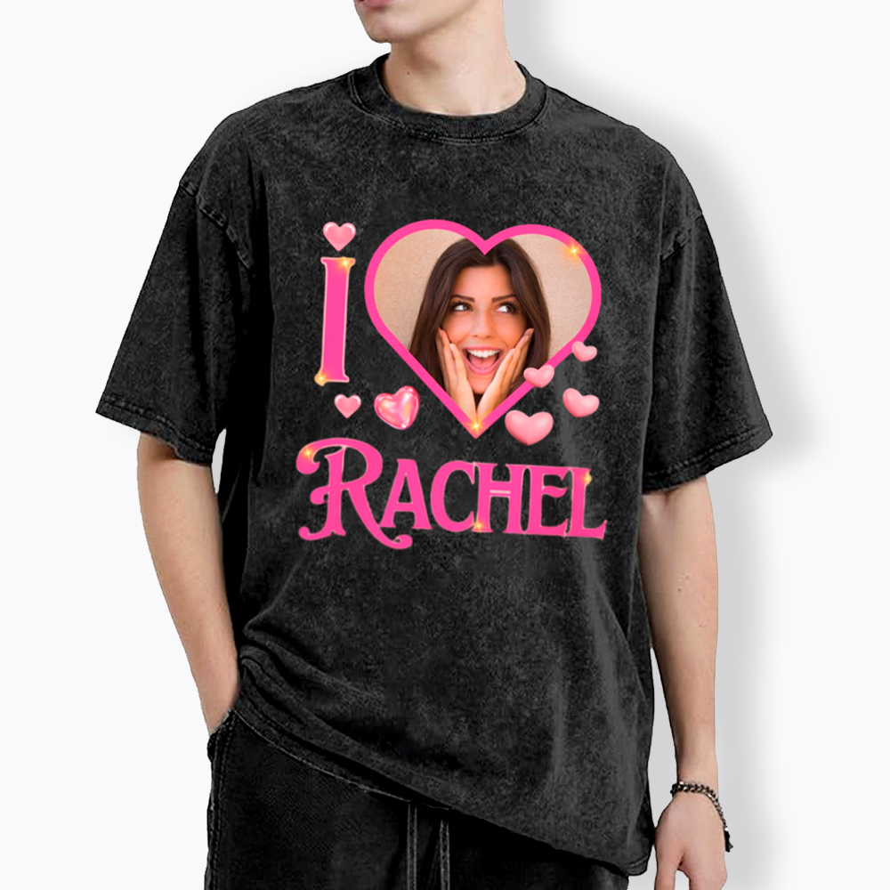 Personalized I Heart Photo Washed T-Shirt