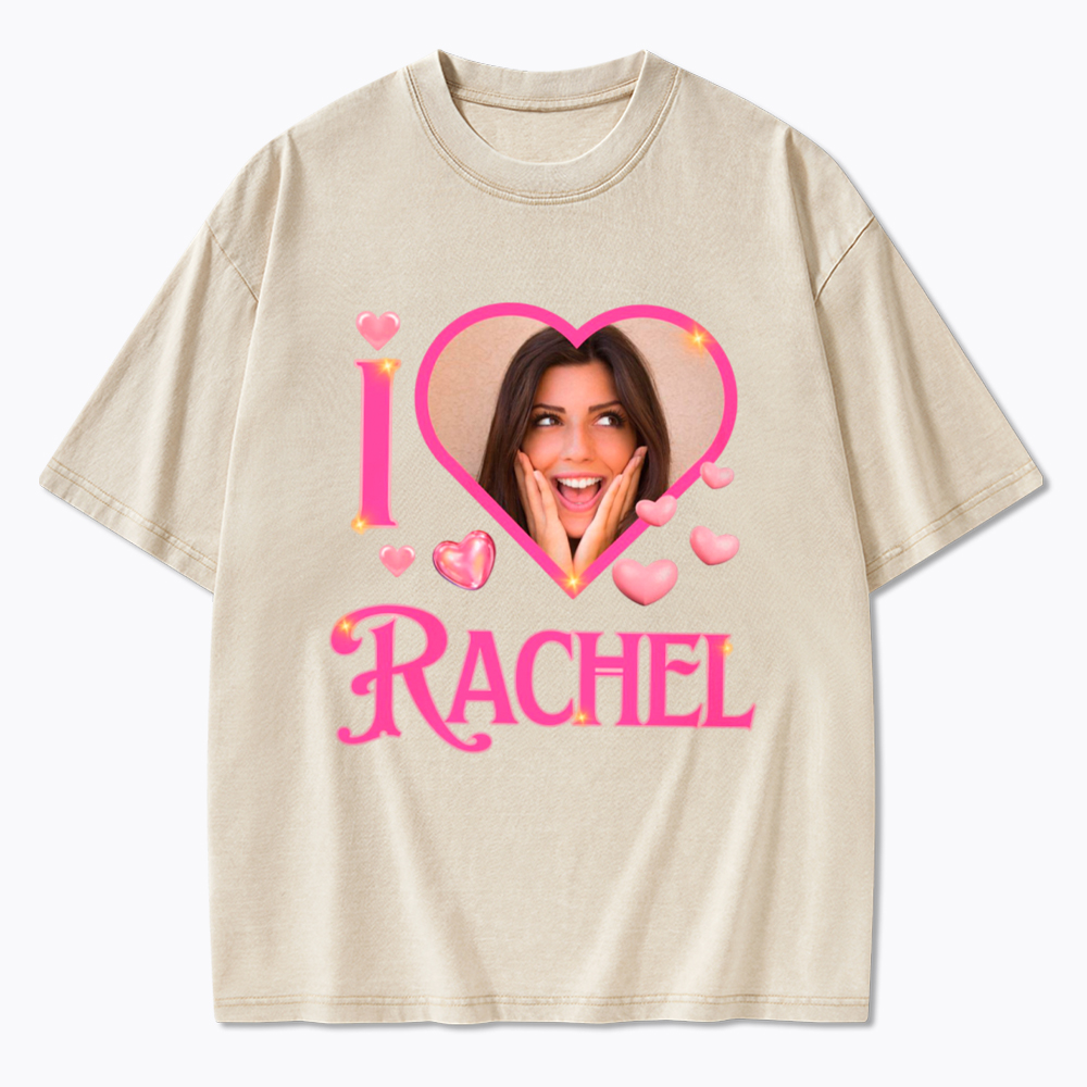 Personalized I Heart Photo Washed T-Shirt