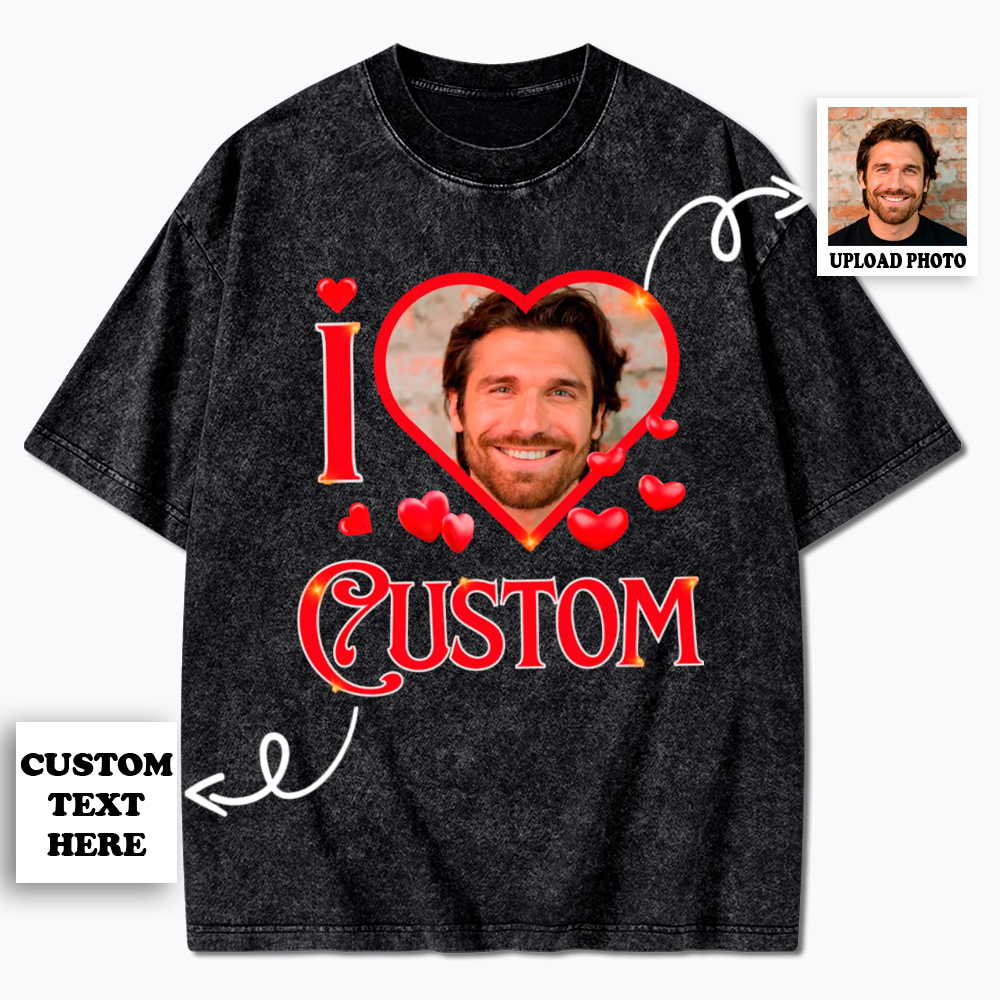 Personalized I Heart Photo Washed T-Shirt