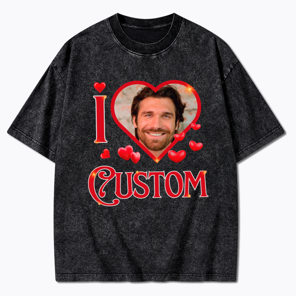 Personalized I Heart Photo Washed T-Shirt
