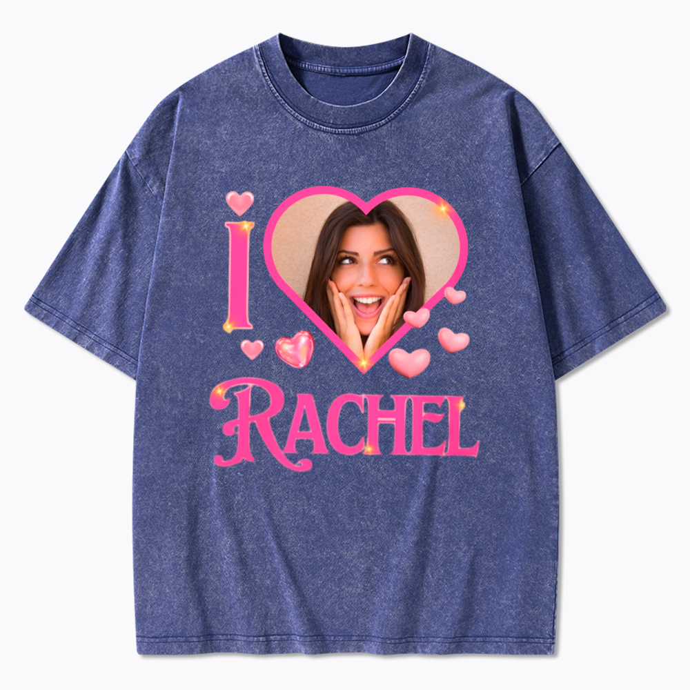 Personalized I Heart Photo Washed T-Shirt