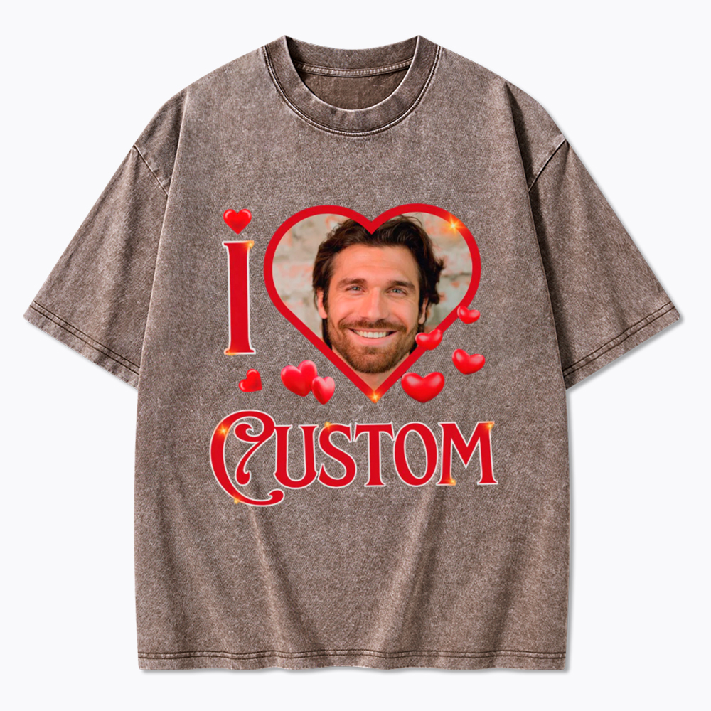 Personalized I Heart Photo Washed T-Shirt