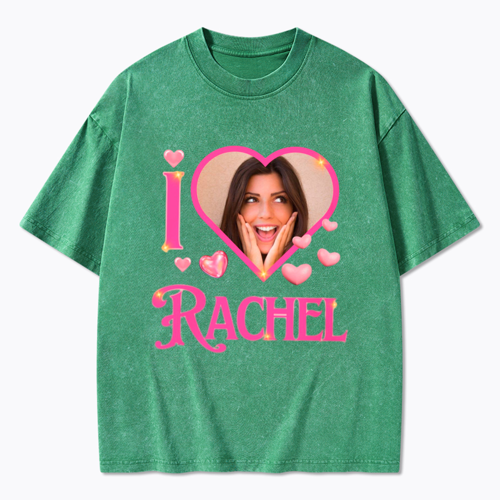 Personalized I Heart Photo Washed T-Shirt