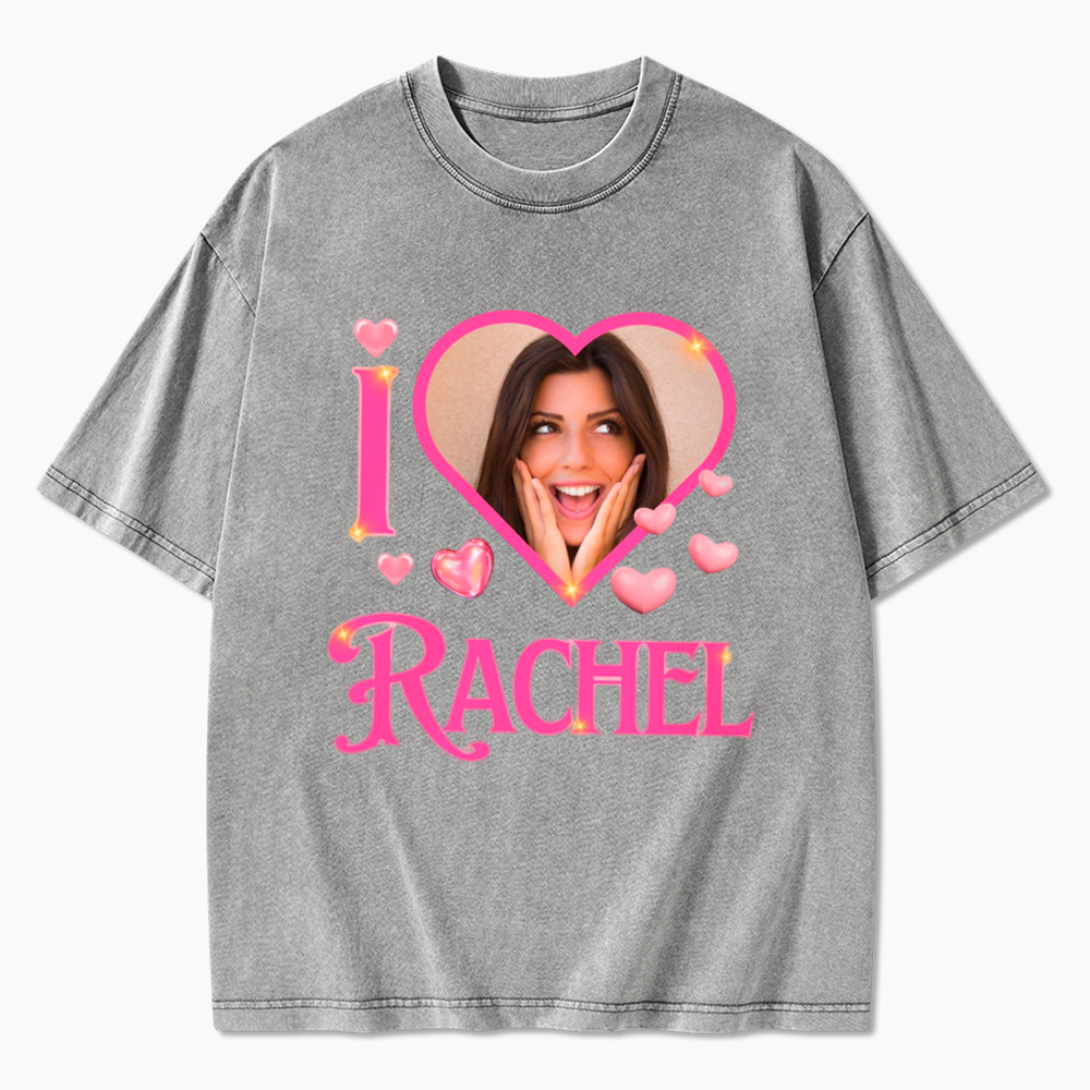 Personalized I Heart Photo Washed T-Shirt