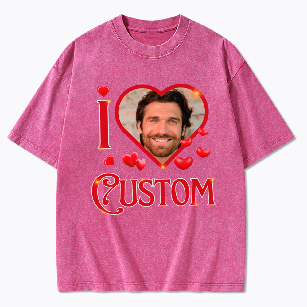 Personalized I Heart Photo Washed T-Shirt
