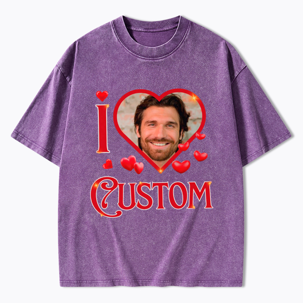 Personalized I Heart Photo Washed T-Shirt