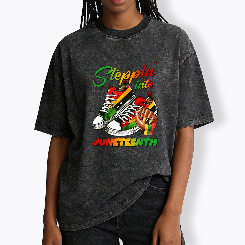 Stepping Into Juneteenth Washed T-Shirt