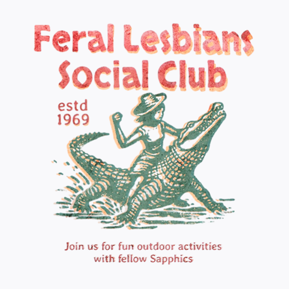Feral Lesbians Social Club Washed T-Shirt