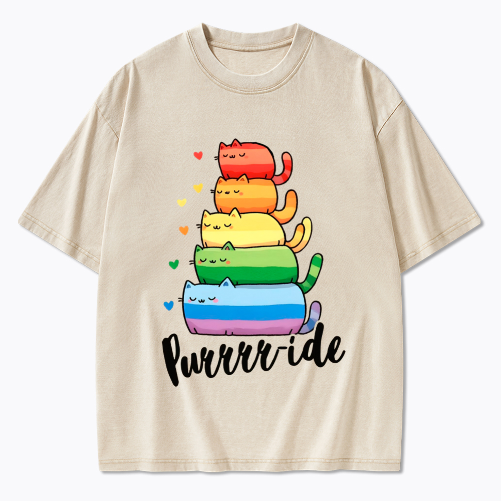 Purrride Cats LGBTQ Pride Washed T-Shirt
