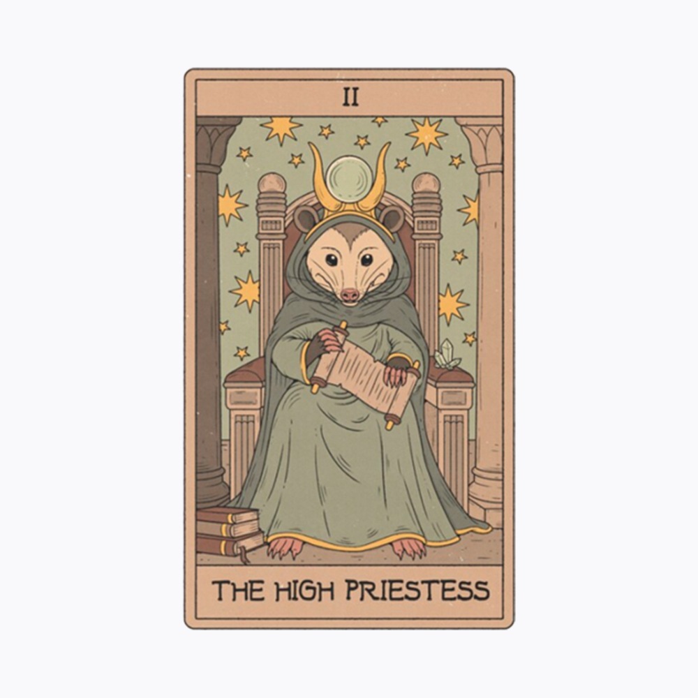 The High Priestess Possum Tarot Washed T-Shirt