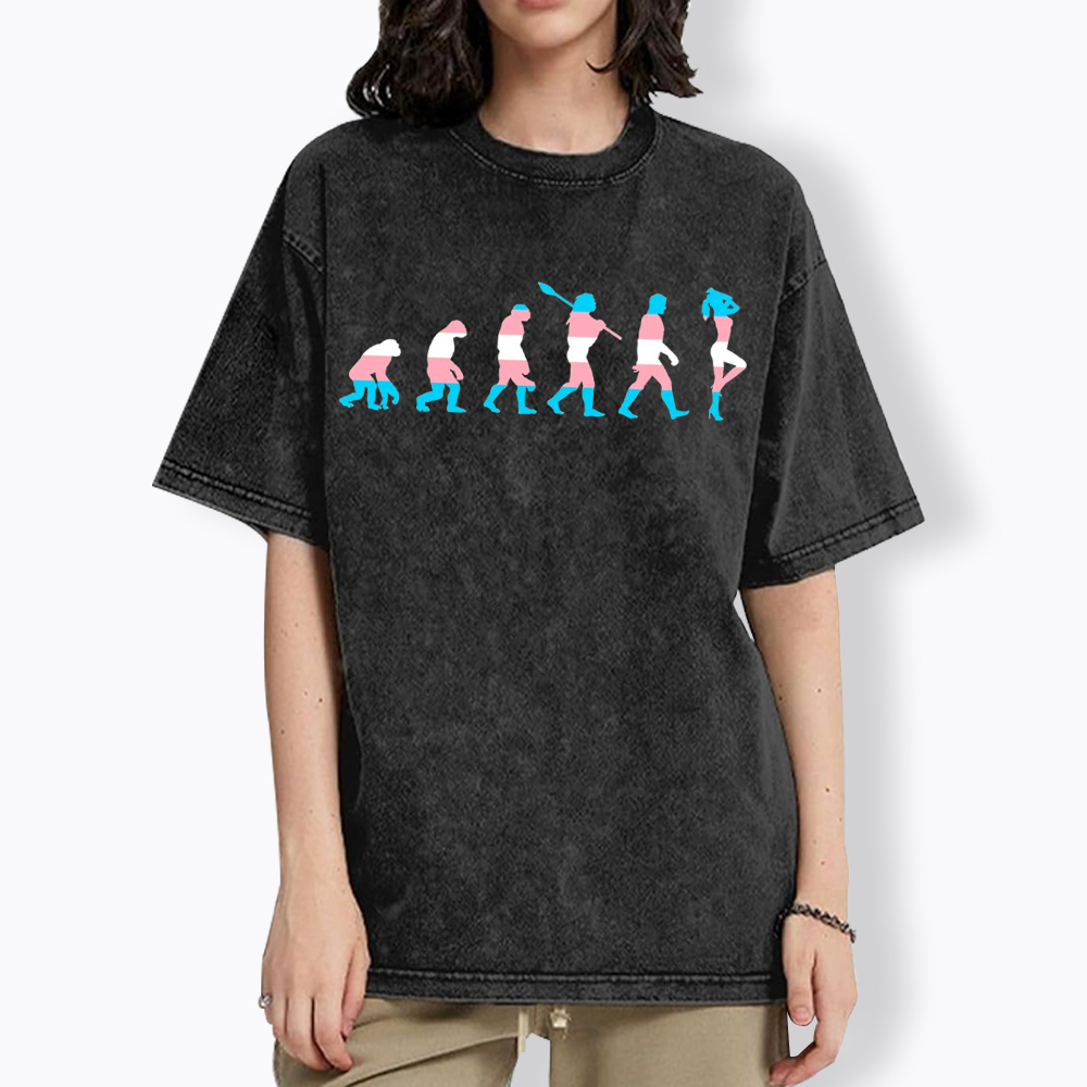 Trans Woman Evolution Washed T-Shirt
