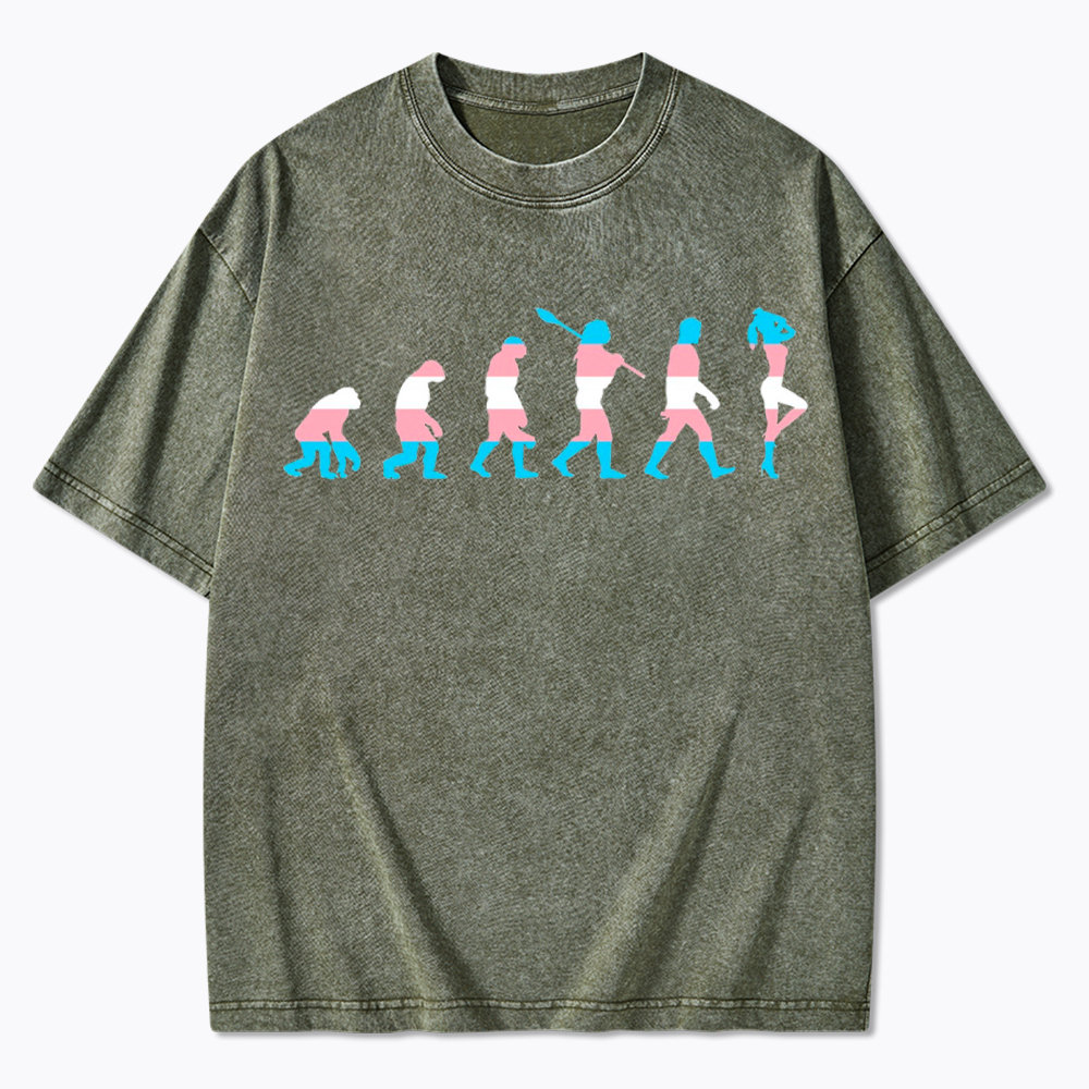 Trans Woman Evolution Washed T-Shirt