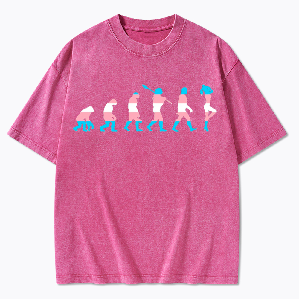 Trans Woman Evolution Washed T-Shirt