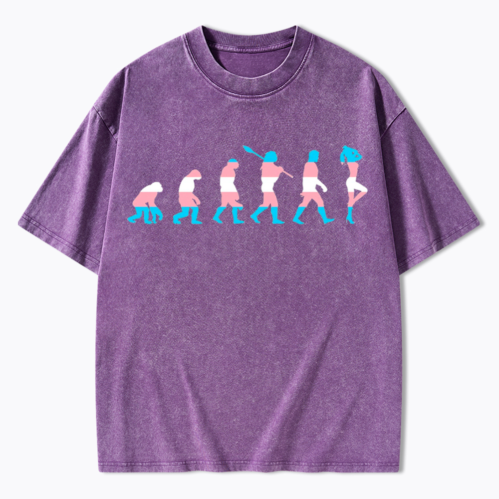Trans Woman Evolution Washed T-Shirt