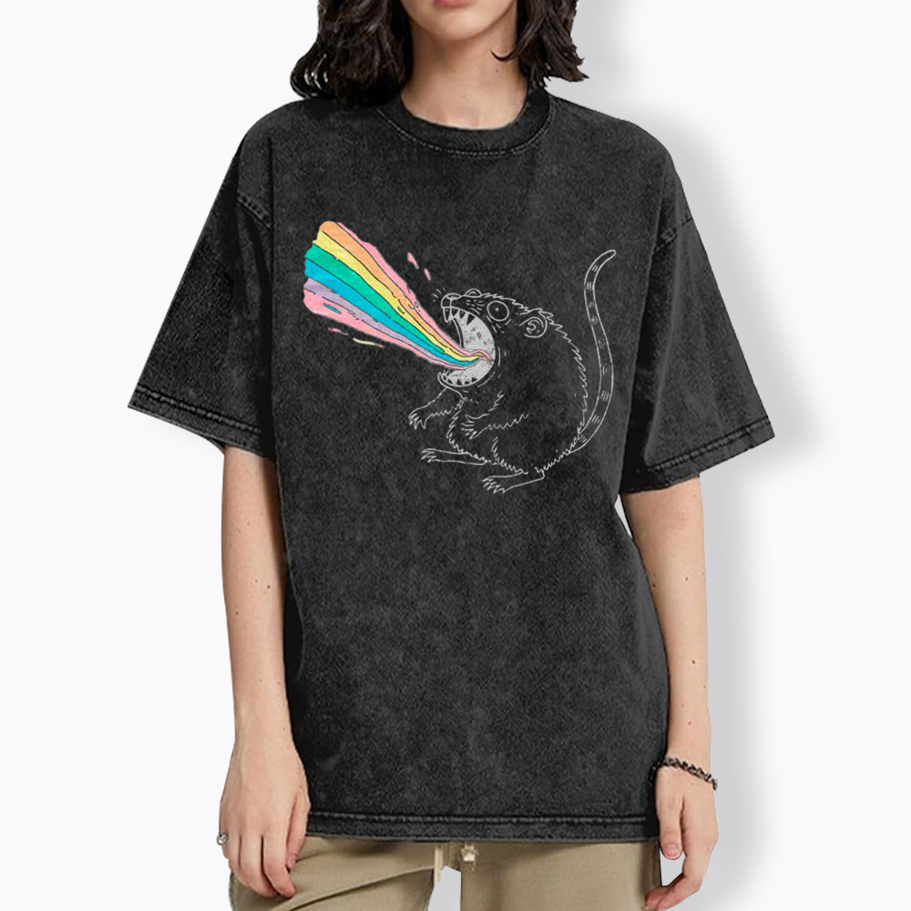 Rainbow Possum Puke Washed T-Shirt