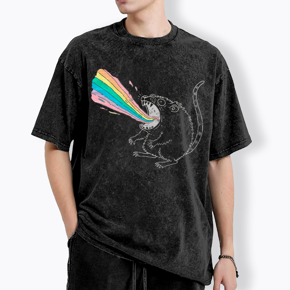Rainbow Possum Puke Washed T-Shirt
