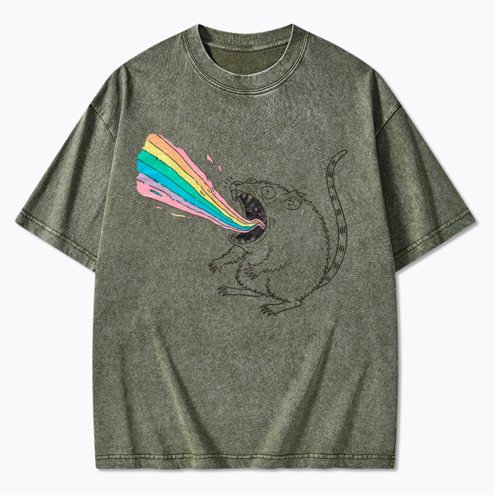 Rainbow Possum Puke Washed T-Shirt